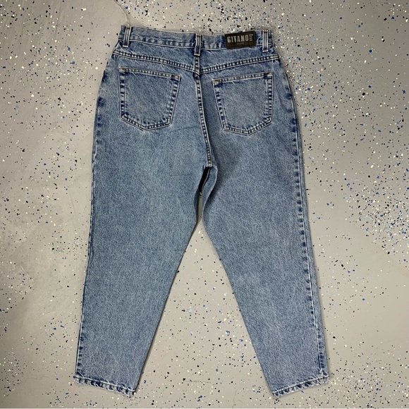 Vintage 80s Gitano Stonewash Blue Jeans High Waist Tapered Leg 12 Petite 31"x28" - Picture 5 of 10